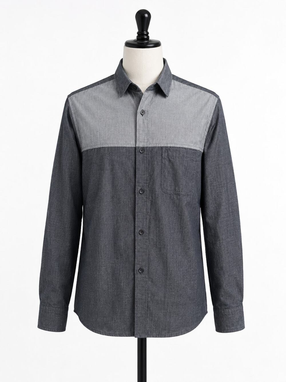 Colorblock Button Up Shirt Sheer Lightweight Cool Fomfort Straight Faded Mens M